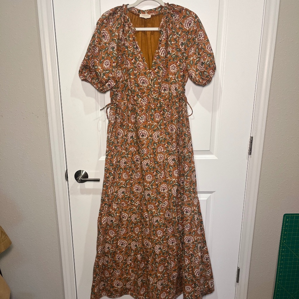 Sezane Yellow Floral Maxi Dress Size 40, Size 8